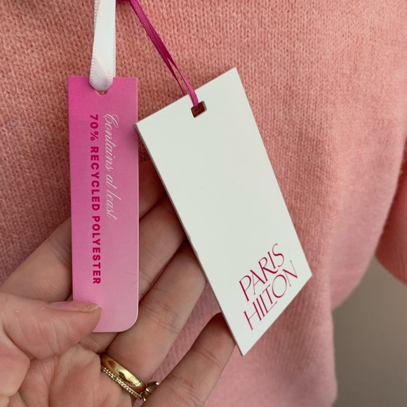 Paris Hilton Pink Sweater M Preppy Coquette Feminine Cute - Picture 5 of 8